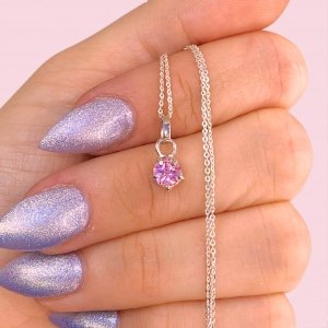 Cadena Rolo Espejado Fino y Dije Cubic Flor Rosa de Plata 925